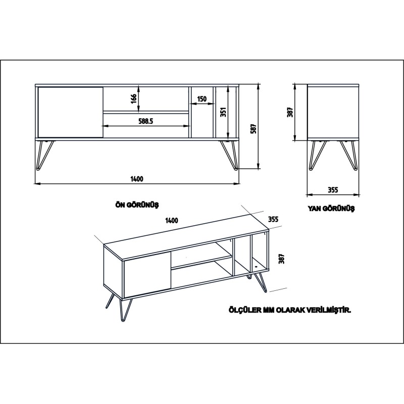 TV Stand Mistico (140) - Walnut, White Walnut
Black
White