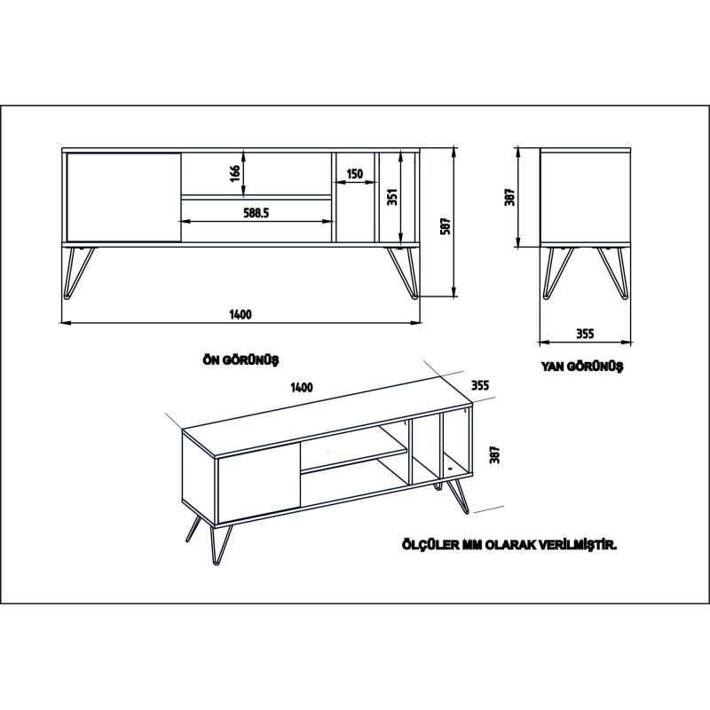 TV Stand Mistico (140) - Walnut, Black Walnut
Black