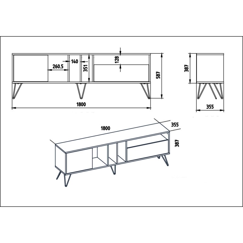 Hanah Home TV Stand Mistico (180) - Walnut, Black Walnut
Black
