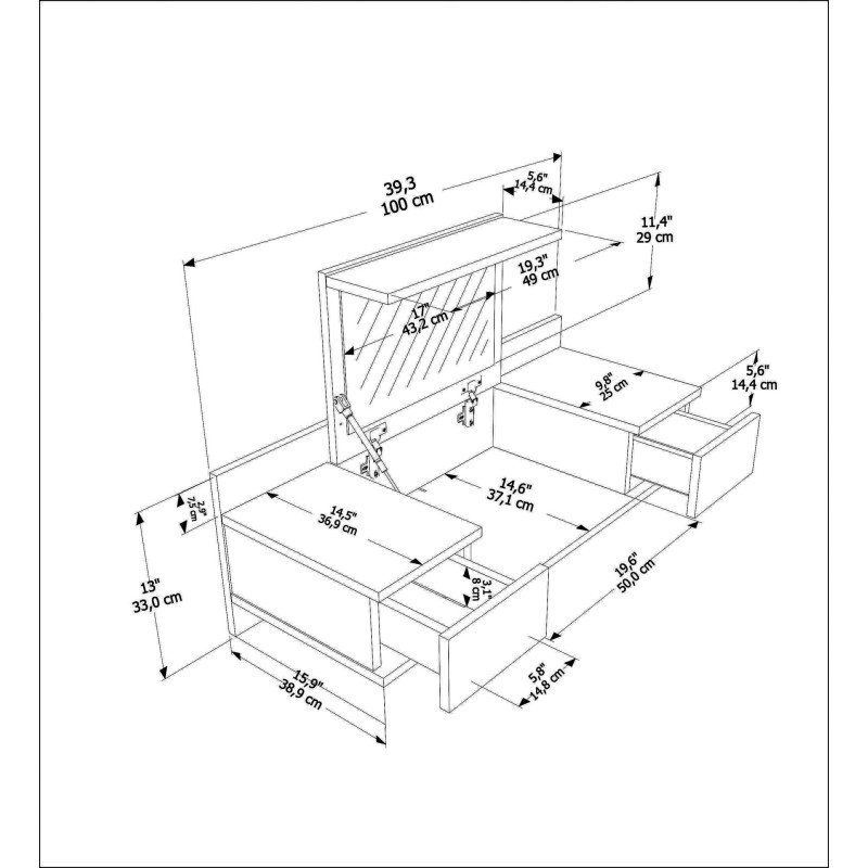 Τουαλέτα Κρεβατοκάμαρας - Zenn - Χρώμα Λευκό
