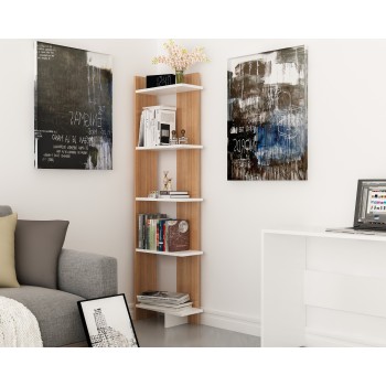 Βιβλιοθήκη - Als - Χρώμα Teak & Λευκό - 45x22x170εκ