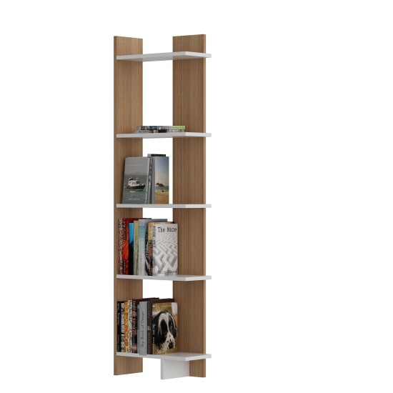Βιβλιοθήκη - Als - Χρώμα Teak & Λευκό - 45x22x170εκ