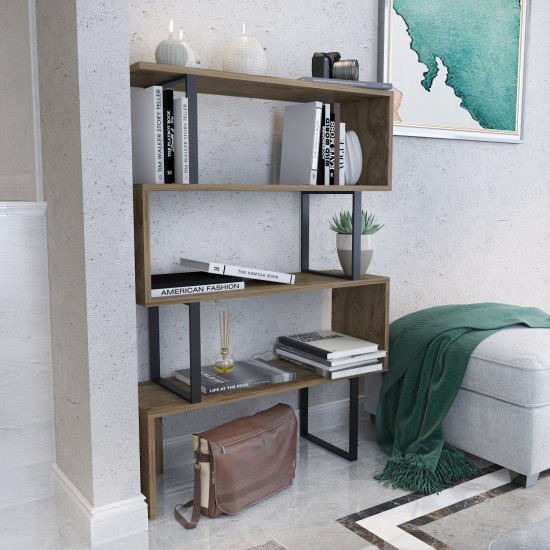 Βιβλιοθήκη - Adriana - Χρώμα Μαύρο & Αντικέ Δρυς - 91,5x29,5x124,5εκ Βιβλιοθήκη - Adriana - Χρώμα Μαύρο & Αντικέ Δρυς - 91,5x29,5x124,5εκ