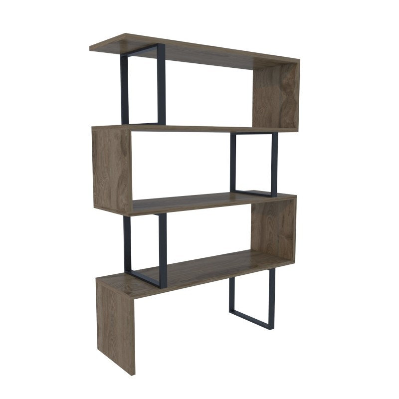 Βιβλιοθήκη - Adriana - Χρώμα Μαύρο & Αντικέ Δρυς - 91,5x29,5x124,5εκ