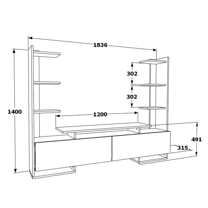 TV Stand Ava - White, Oak White
Oak