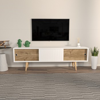 TV Stand Ecrin - White, Walnut White
Walnut