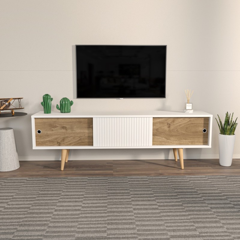 TV Stand Ecrin - White, Walnut White
Walnut