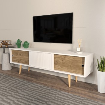 TV Stand Ecrin - White, Walnut White
Walnut