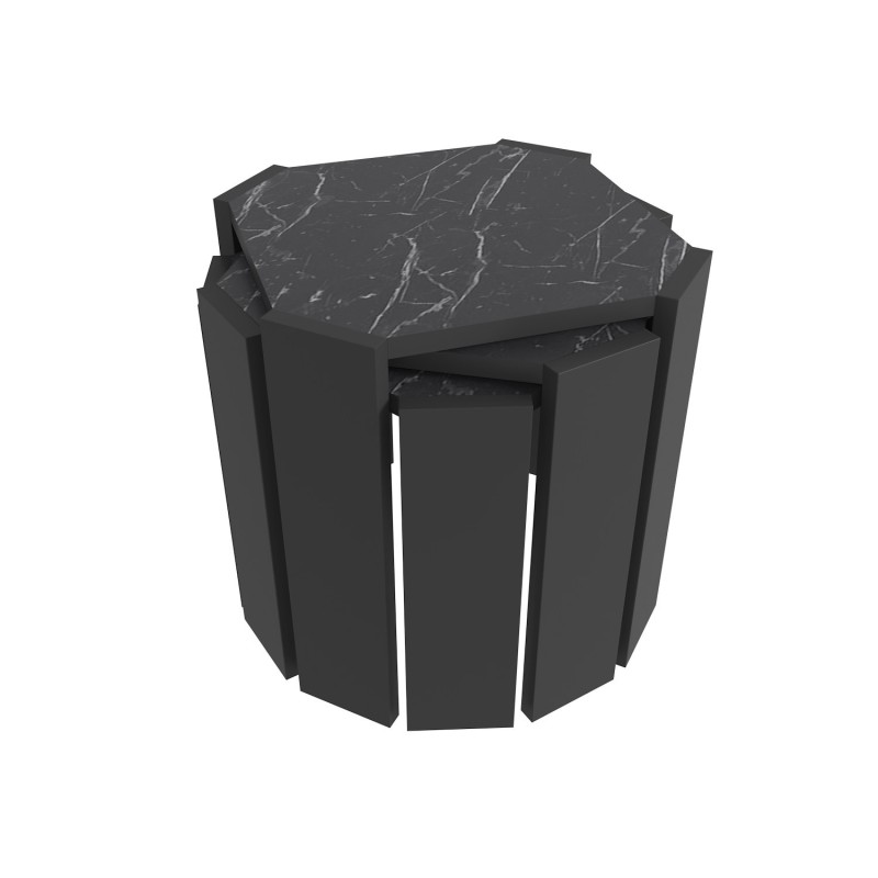 Τραπέζι Σαλονιού - Lori - Χρώμα Μαύρο με Εφέ Μαρμάρου - 44.5x44.5x41εκ
