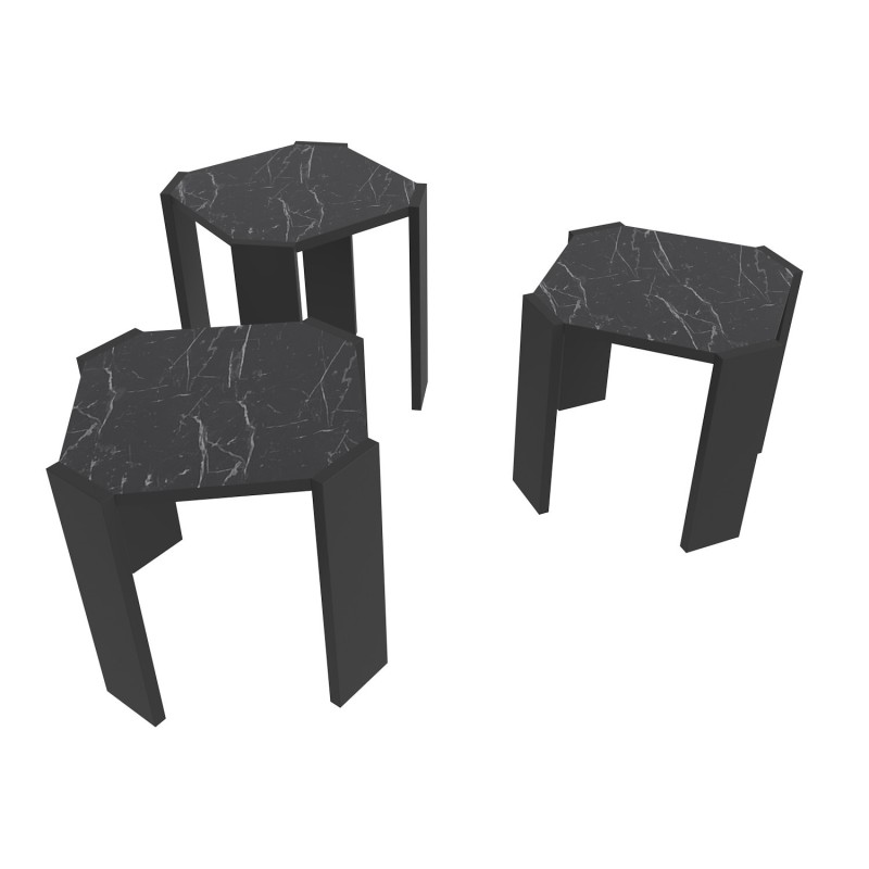 Τραπέζι Σαλονιού - Lori - Χρώμα Μαύρο με Εφέ Μαρμάρου - 44.5x44.5x41εκ