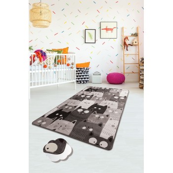 Carpet (100 x 160) Cats - Grey Multicolor
