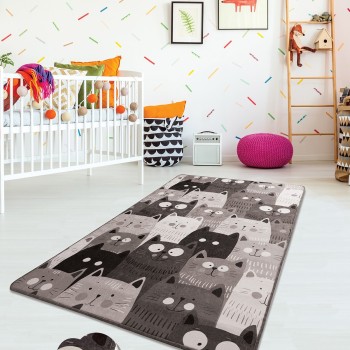Carpet (100 x 160) Cats - Grey Multicolor