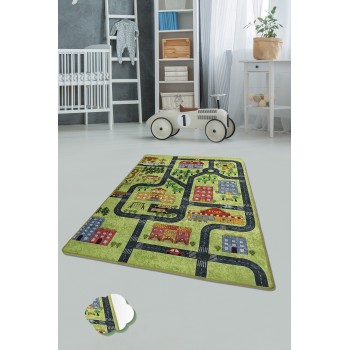 Carpet (100 x 160) Small Town - Green Multicolor