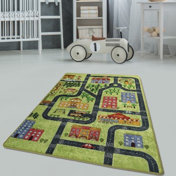 Carpet (100 x 160) Small Town - Green Multicolor
