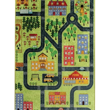 Carpet (100 x 160) Small Town - Green Multicolor