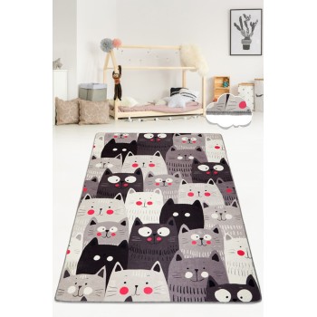 Hall Carpet (80 x 150) Cats Gray Djt Multicolor
