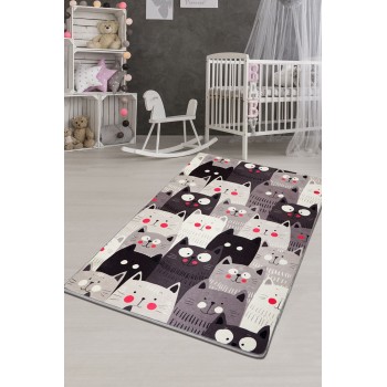 Hall Carpet (80 x 150) Cats Gray Djt Multicolor