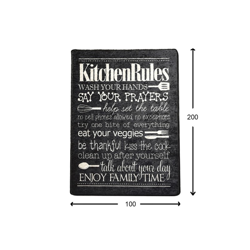 Conceptum Hypnose Hall Carpet (100 x 200) Kitchen - Black Multicolor