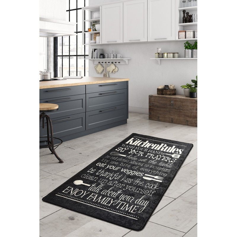 Conceptum Hypnose Hall Carpet (80 x 150) Kitchen - Black Multicolor