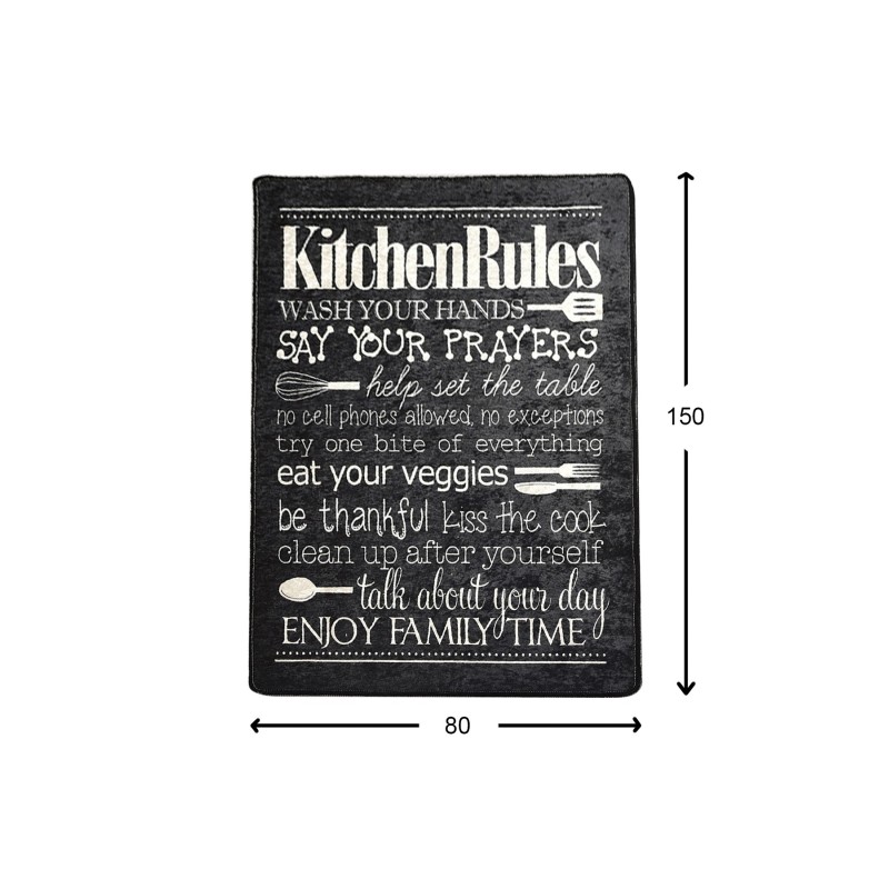 Conceptum Hypnose Hall Carpet (80 x 150) Kitchen - Black Multicolor