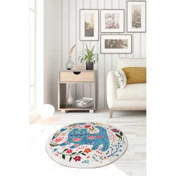 Carpet (140 cm) Blue Cats Multicolor