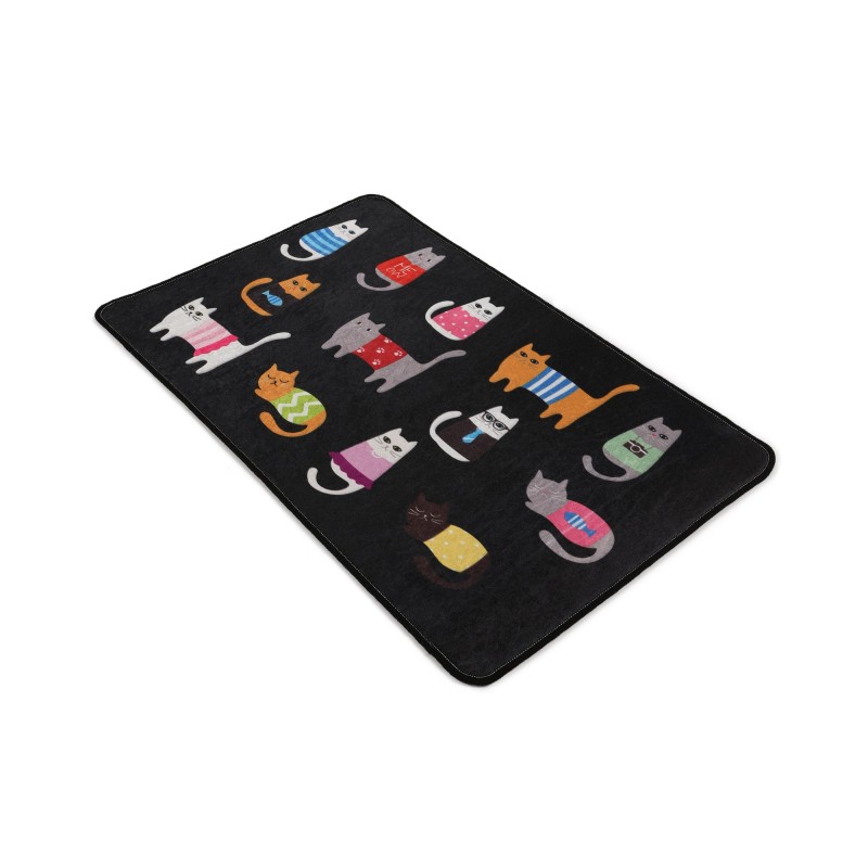 Carpet (60 x 90) Black Cats DJT Multicolor