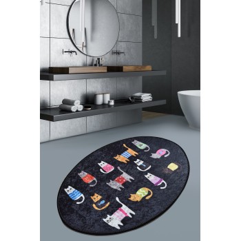 Carpet (60 x 90) Black Cats Oval DJT Multicolor