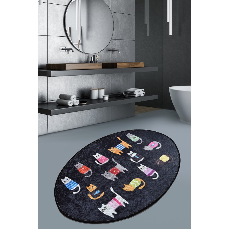 Conceptum Hypnose Carpet (60 x 90) Black Cats Oval DJT Multicolor