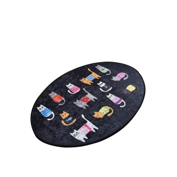 Carpet (60 x 90) Black Cats Oval DJT Multicolor