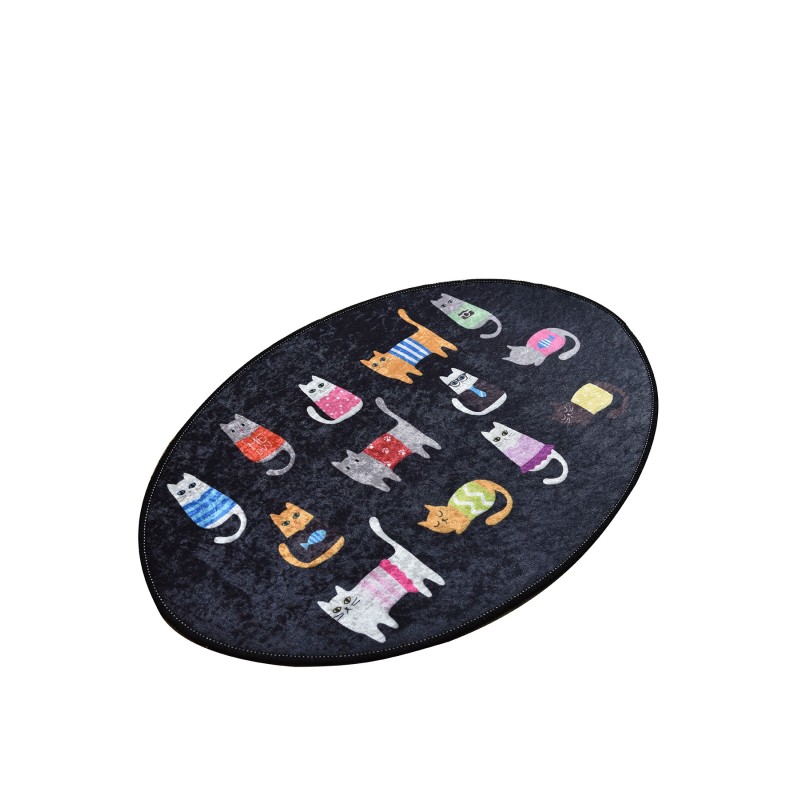Conceptum Hypnose Carpet (60 x 90) Black Cats Oval DJT Multicolor