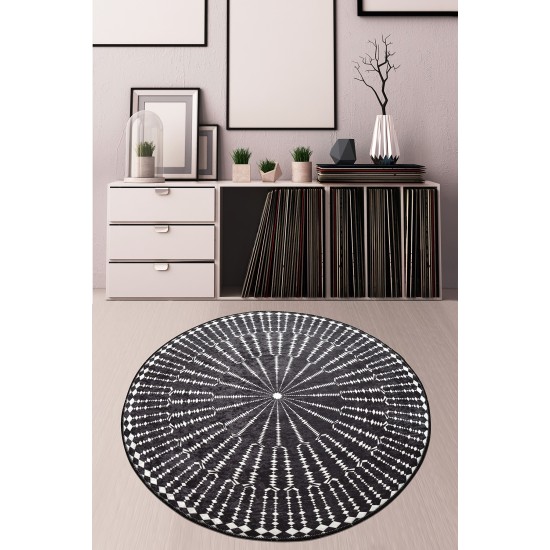 Χαλί (100 cm) Buio Djt Çap 100 BlackWhite Χαλί (100 cm) Buio Djt Çap 100 BlackWhite