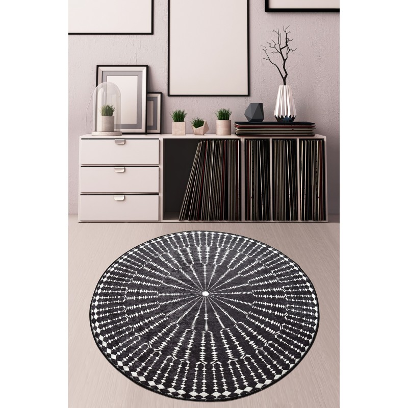 Χαλί (100 cm) Buio Djt Çap 100 BlackWhite