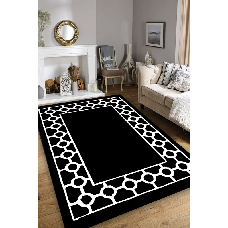Hall Carpet (80 x 150) Bague Black Black
White