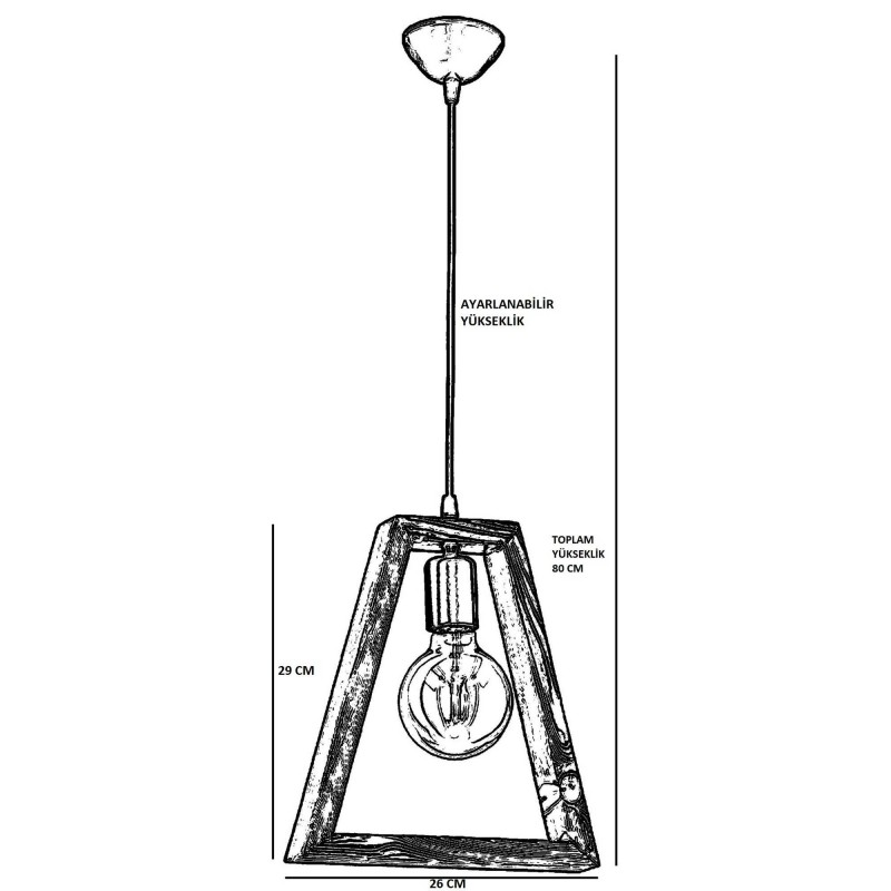 Opviq Chandelier Geometrik Ahşap Sarkıt (B) Walnut
Black