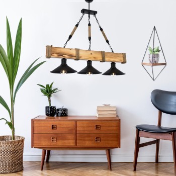 Chandelier Kütük 3Lü Yanık Avize Walnut
Black