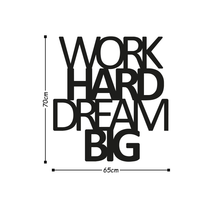 Decorative Metal Wall Accessory Work Hard Dream Big Black