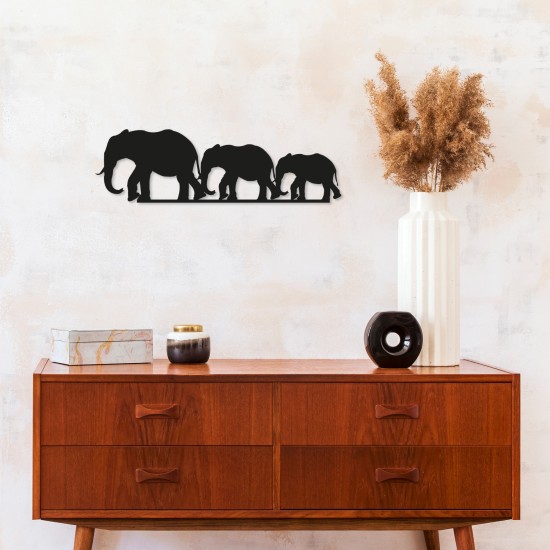 Wallxpert Decorative Metal Wall Accessory Elephants Black