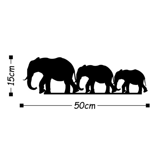 Wallxpert Decorative Metal Wall Accessory Elephants Black