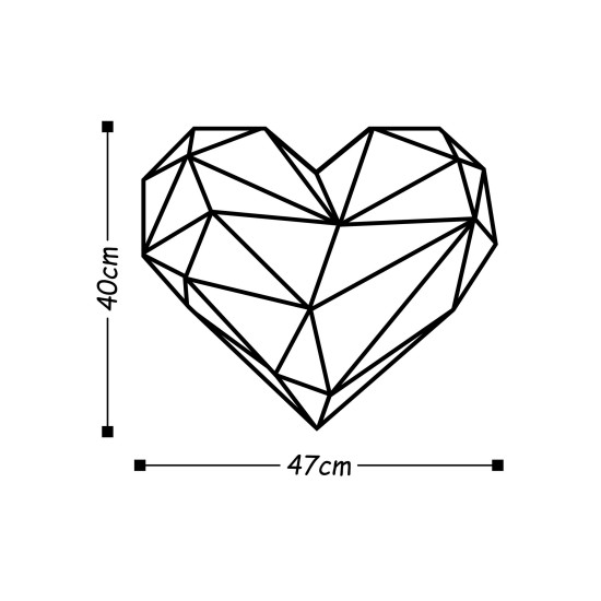 Decorative Metal Wall Accessory Heart Black
