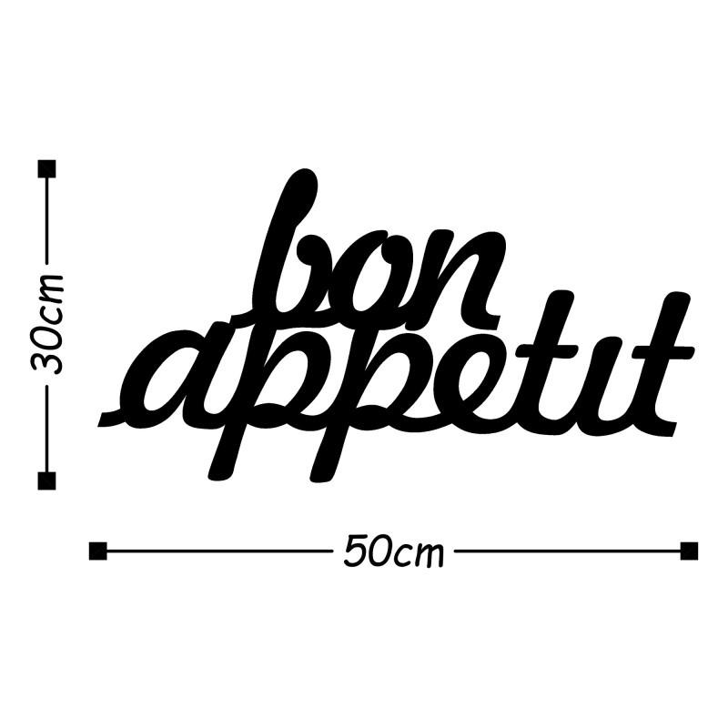 Wallxpert Decorative Metal Wall Accessory Bon Appetit 1 - Black Black