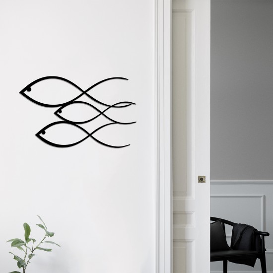 Decorative Metal Wall Accessory Fish - Black Black Wallxpert Decorative Metal Wall Accessory Fish - Black Black