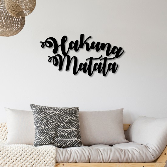 Wallxpert Decorative Metal Wall Accessory Hakuna Matata Black