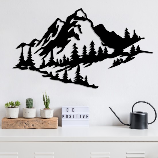 Wallxpert Decorative Metal Wall Accessory Mountain 2 Black