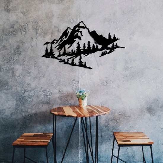 Wallxpert Decorative Metal Wall Accessory Mountain 2 Black