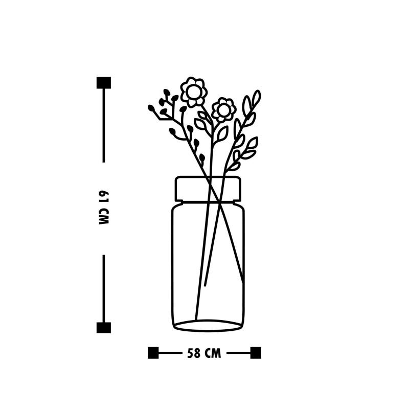 Decorative Metal Wall Accessory Flower 5 Black