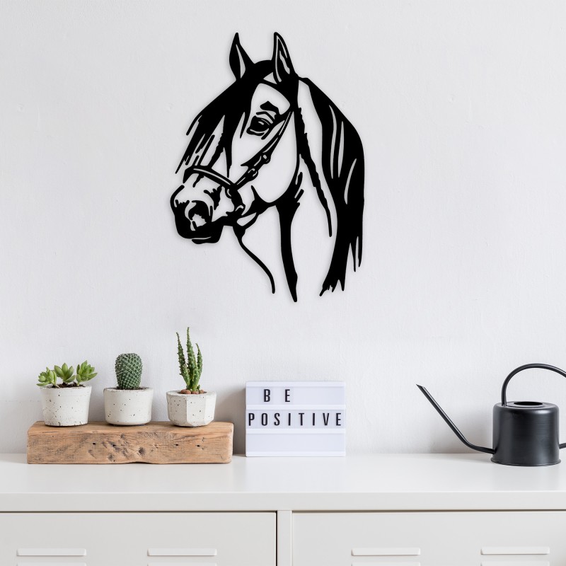Wallxpert Decorative Metal Wall Accessory Horse Head Black