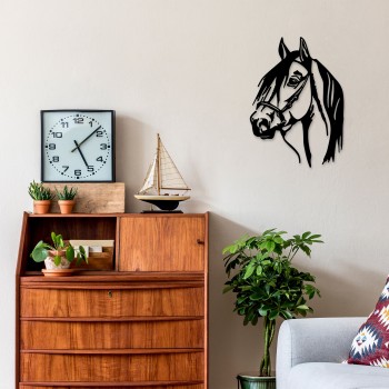Decorative Metal Wall Accessory Horse Head Black