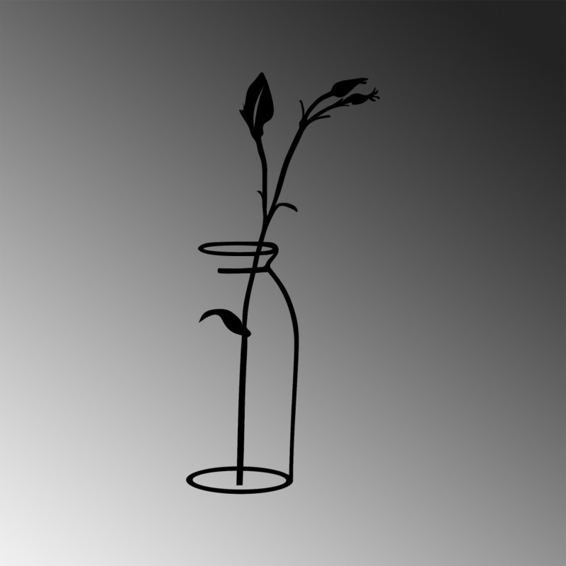 Decorative Metal Wall Accessory Flower In The Vase Black