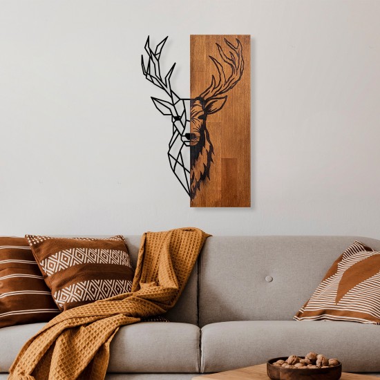 Wallxpert Decorative Wooden Wall Accessory Red Deer 1 Walnut
Black