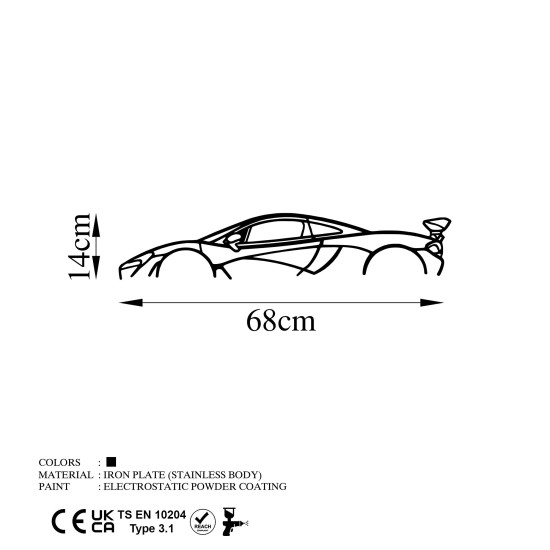 Decorative Metal Wall Accessory Mclaren P1 Silhouette Black Decorative Metal Wall Accessory Mclaren P1 Silhouette Black